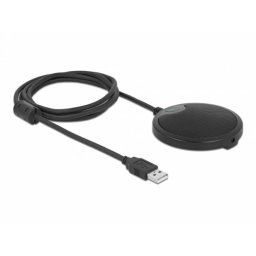 Micrófono Delock USB omnidireccional para conferencias con botón silencio y salida auriculares
