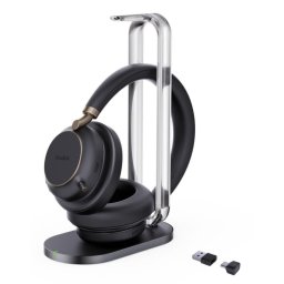 Auriculares Yealink BH76 Plus inalámbricos Bluetooth 5.3 con Cancelación Híbrida de Ruido, Micrófono Boom y Base de Carga, Negro