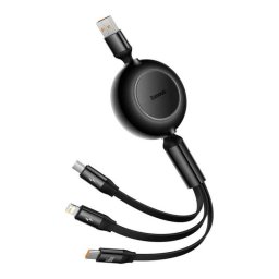 Cable USB Baseus Bright Mirror 2 Carga Rápida 3 en 1 Retráctil 66W Negro