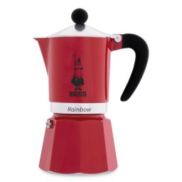 Cafetera Italiana Bialetti Rainbow 3 Tazas Negro Rojo Acero Inoxidable