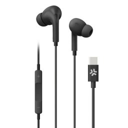 Auriculares Celly UP1200 con cable USB-C para llamadas y música con micrófono negro