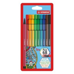 Rotulador STABILO Pen 68 10 Colores Multicolor Punta Redonda 1 mm Hexagonal