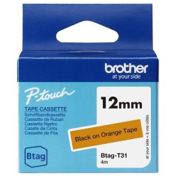 Cinta Brother BTAG-T31 Negro sobre Naranja 12 mm 4 m