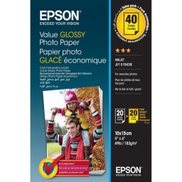 Papel Fotográfico Epson Value Glossy 10x15cm 40 Hojas Brillo