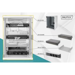 Bastidor de Pared Digitus Juego de Red 254 mm (10") con Componentes Incluidos