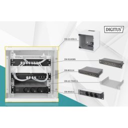 Bastidor de pared Digitus Juego de red 254 mm (10") con componentes de red