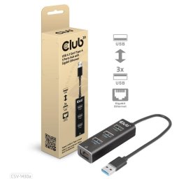 Hub Club 3D 3 puertos 5 Gbps Gigabit Ethernet CSV-1430a compacto negro