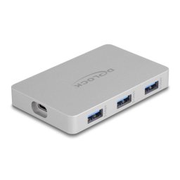 Hub Delock 7 puertos 10 Gbps USB Type-C con PD 82 W aluminio gris