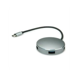 Hub Roline 4 puertos 5000 Mbit/s USB 3.2 Gen 1 modelo 14.02.5036 aluminio negro