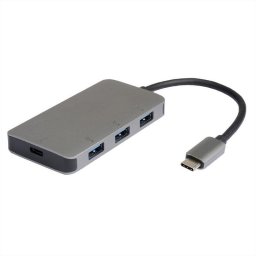 Hub Roline 4 puertos 5000 Mbit/s USB 3.2 Gen 2 modelo 14.02.5038 aluminio plata