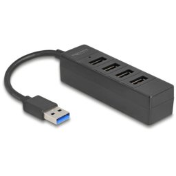 Hub Delock 4 puertos 5 Gbit/s USB 3.2 Gen 1 modelo 64350 con LED azul