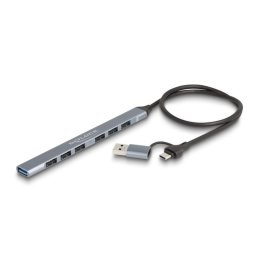 Hub Delock 7 puertos 5000 Mbit/s USB 3.2 Gen 1 modelo 64273 metal gris