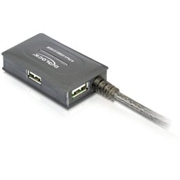 Hub Delock 4 puertos USB 2.0 10 m alargador activo Gris con fuente CC