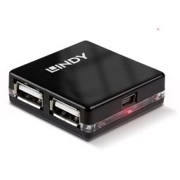 Hub Lindy 4 puertos 480 Mbit/s USB 2.0 modelo 42742 negro compacto