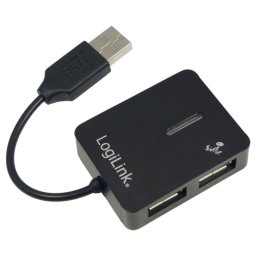 Hub LogiLink 4 puertos 480 Mbit/s USB 2.0 Negro Plug and Play