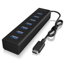 Hub ICY BOX 7 puertos 5000 Mbit/s IB-HUB1700-C3 aluminio negro cable 0,4 m