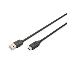 Cable Digitus USB-A a USB-C 3 m USB 2.0 Negro
