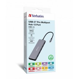 Hub Verbatim 13 puertos 10 Gb/s CMH-13 Triple pantalla 8K Ultra HD