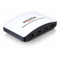 Hub Delock 4 puertos 5000 Mbit/s USB 3.2 Gen 1 externo negro y blanco