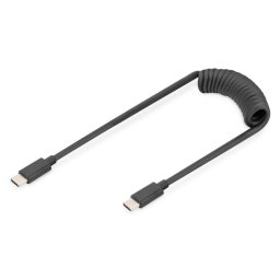 Cable USB en espiral Digitus USB-C a USB-C 1 m USB 2.0 PD 60W