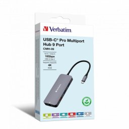 Hub Verbatim 9 puertos 10 Gb/s CMH-09 con HDMI 4K y Ethernet Gigabit