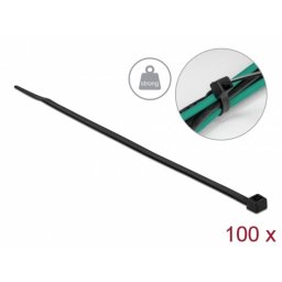 Brida para cables Delock LA 300 alta resistencia negra 100 piezas