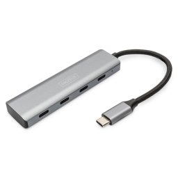 Hub Digitus 4 puertos USB-C 5 Gbps aluminio diseño compacto