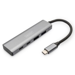 Hub Digitus 4 puertos USB-C 10 Gbps 2 USB A + 2 USB-C aluminio gris