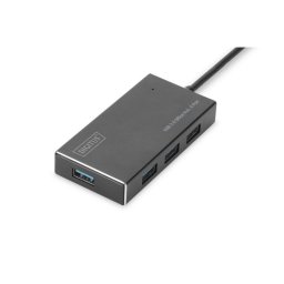 Hub Digitus 4 puertos USB 3.2 Gen 1 5 Gbps aluminio negro 1,2 m cable