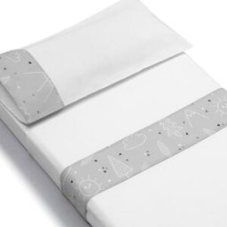 Cotinfant Juego de sábanas 2 piezas para cuna Natura. (Cuna) Gris perla niño