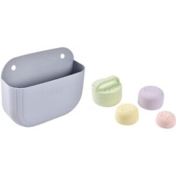 Béaba Pack baño cesto portaobjetos + juegos de baño silicona. Multicolor