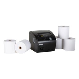 Impresora POS térmica USB iggual TP EASY 80 con corte automático y kit 5 rollos