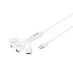 Hub Digitus 4 puertos USB 2.0 480 Mbit/s Slim Spider Blanco con alimentación opcional