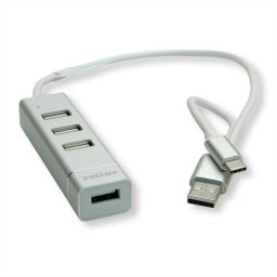 Hub Roline 4 puertos 480 Mbit/s USB 2.0 modelo 14.02.5037 Plata Blanco