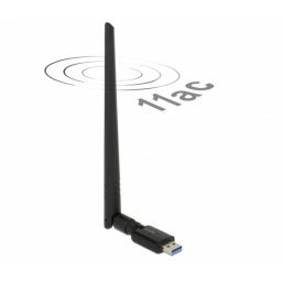 Tarjeta de Red Delock 12535 USB 3.2 Gen 1 Wi-Fi 5 Dual Band 2,4/5 GHz Negra