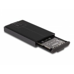 Caja PC Delock USB Type-C Metal Negro para 2 SSD M.2 NVMe RAID sin herramientas