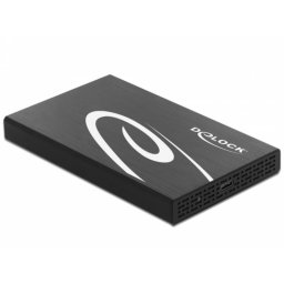 Caja PC Delock 2.5" Aluminio Negro Blanco USB Type-C SuperSpeed 10 Gbps
