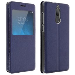 Avizar Funda Libro con Ventana Azul Oscuro para Huawei Mate 10 Lite