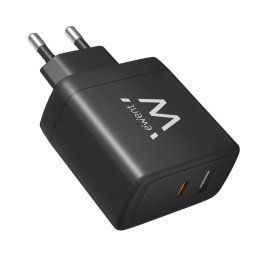 Ewent EW1330 Cargador GaN Fast 65W de 1x Puerto USB-C PD + 1x Puerto USB-A QC 3.0 Negro