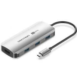 Docking Vention TQDHB USB-C HDMI 4K 3xUSB 1xUSB-C PD 100W 0,15m Gris
