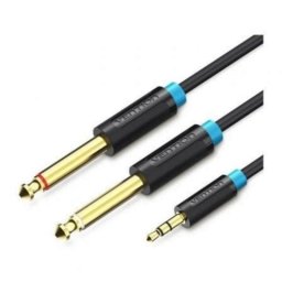 Cable Estéreo Vention BACBJ Jack 3.5mm a 2x Jack 6.5mm 5m Contactos Dorados Negro