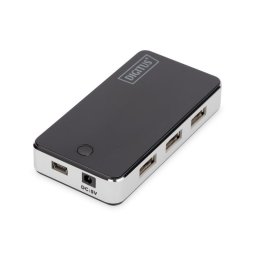 Hub Digitus 7 puertos USB 2.0 480 Mbps diseño elegante negro plata