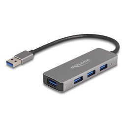 Hub Delock 4 puertos USB 3.2 Gen 1 5 Gbps conector Tipo-A metálico gris