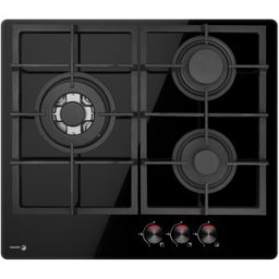 Fagor Placa gas con 3 quemadores - 3CFI-3GLSPA. Cristal negro
