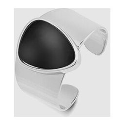 Luxenter Anillo ajustable áfrica moda acabado en rodio con onix. Plata