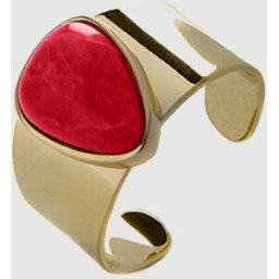 Luxenter Anillo ajustable áfrica moda acabado en oro amarillo de 18 quilates con coral. Oro