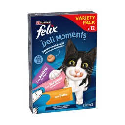 Felix Deli Moments snacks líquidos para gatos - Pack Mixto - Pollo, salmón y pato 12 x 10 g