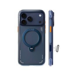 Torras Funda Para Iphone 17 Pro Max – Carcasa Con Magsafe Y Soporte Giratorio Ostand Q3 Air Azul Marino, Protección Y Ajuste Preciso