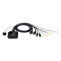 Interruptor KVM Aten Switch USB 4K HDMI 2 puertos con selector remoto