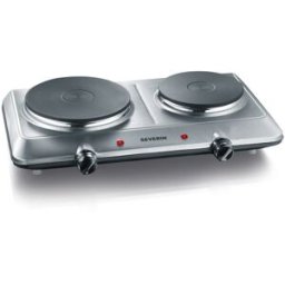 Severin Placa eléctrica portátil compacta de 2 fuegos DK 1014. Plata